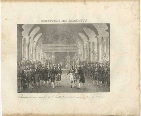 Bonaparte Received by the Institut de France, Antique Madou Lithograph, 1827, view 2