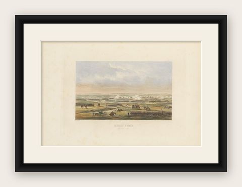 Antique Print of the Battle of Ocaña, circa 1860, shown framed