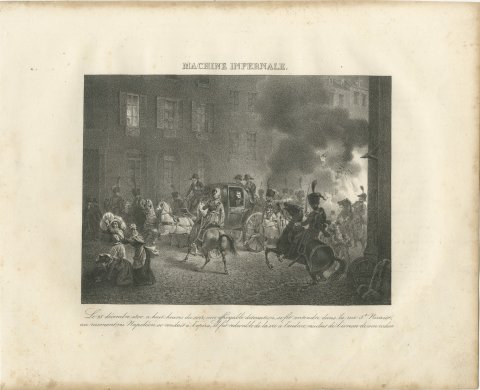 The Infernal Machine, Rue Saint Nicaise, Antique Madou Lithograph, 1827, view 2