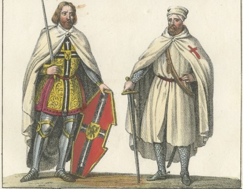 Knights of the Holy Sepulchre, Teutonic Order and Templars, Lithograph, 1842, close-up 2