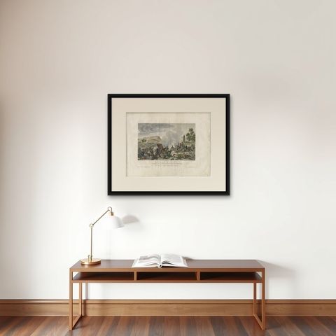 Battle of Ocana 1809, Napoleonic Wars Grand Armée Scene, shown framed on a wall