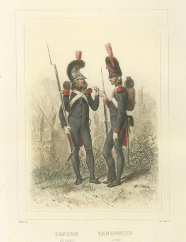 Napoleonic Infantry Soldiers, Sapper, Cannoneer, Voltigeur, Fusilier, 1859, close-up 1