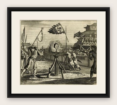Jousting Tournament in Japan, Held to Honor Toyotomi Hideyoshi in Jurazu, 1669, shown framed