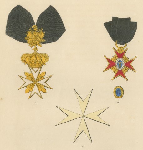 Papal States, White Crosses and Papal Decorations, Plate XXIX, 1844, close-up 1