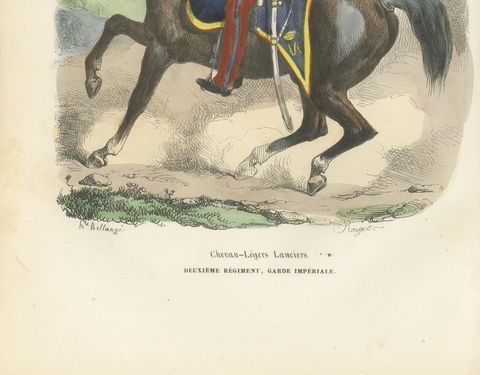Chevau-Légers Lanciers, Imperial Guard Cavalry, Napoleon, Handcolored in 1843, close-up 1