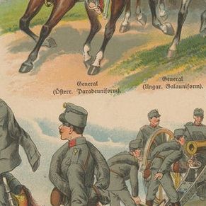 Austro-Hungarian Army Uniforms, Cavalry, Infantry, Artillery & Parade, 1890, close-up 1