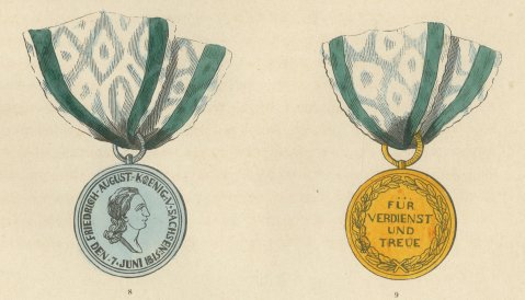 Saxony, Civil Merit Order Star, Cross and Medals, Plate LXXIV, 1844, close-up 2