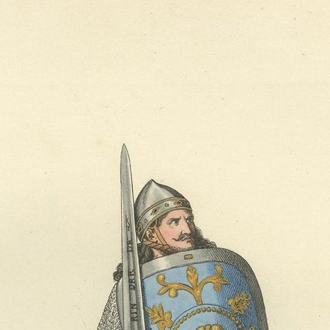 Antique Print of Roland, a Frankish Military Leader, by Bonnard, 1860, close-up 1