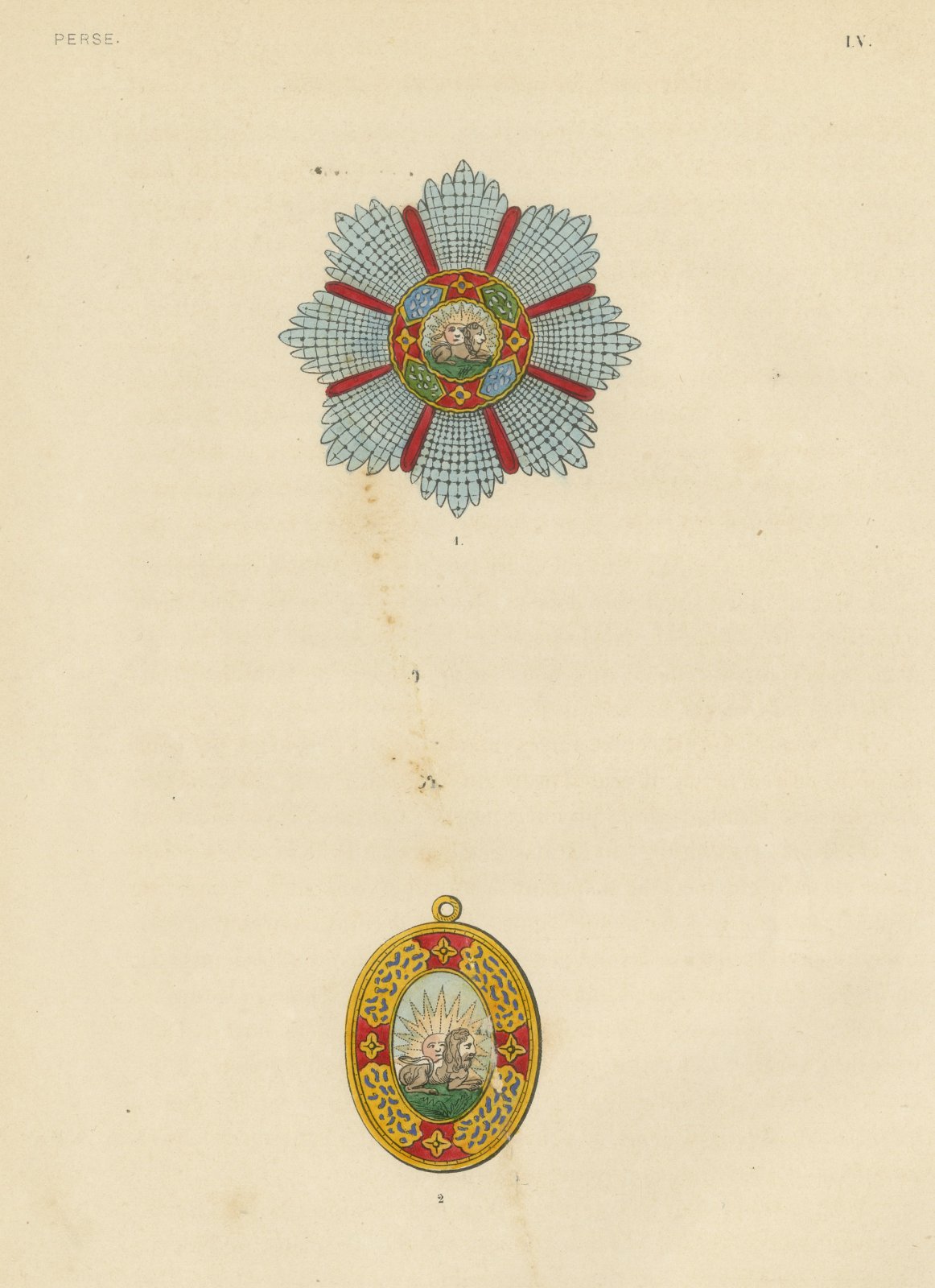 Persian Order of the Lion and Sun, Star and Badge, Plate LV, 1844