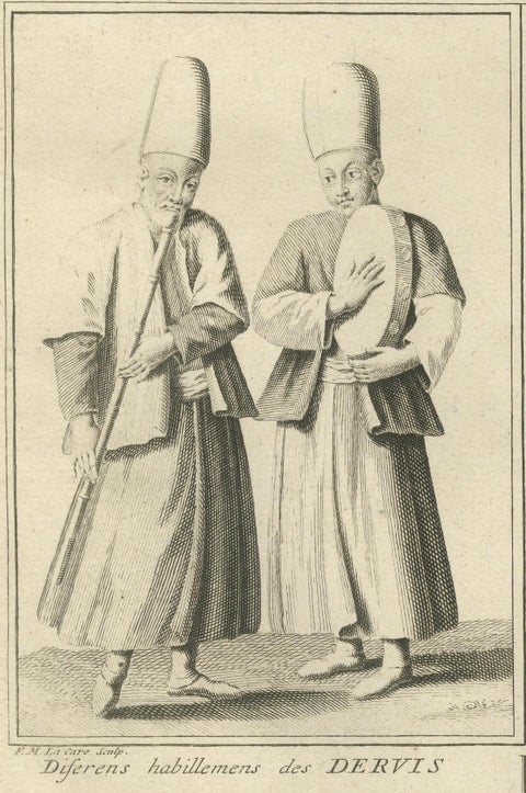 Ottoman Dervish Costumes and Soldiers from the 18th Century, Engraved in 1734, close-up 5
