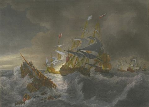 Battle in the North Sea at Calais after Théodore Gudin, c.1845, close-up 1