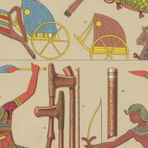 Pl. 5 Antique Print of Egyptian Battle Scenes by Racinet, 'circa 1880', close-up 2