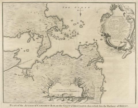 Antique Print of the Battle of Camaret in the Nine Years War, Near Brest, France, close-up 1