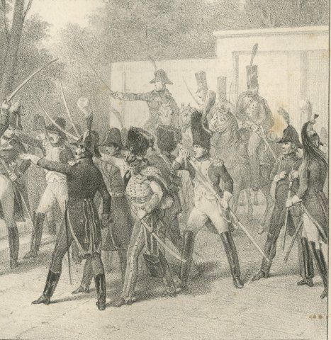 Morning of 18 Brumaire, the Paris Garrison, Antique Madou Lithograph, 1827, close-up 2