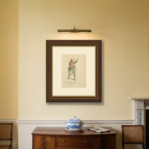 Habit of a Rascian Tolpatch in 1742, Hand Colored Jefferys Costume Plate, 1757, shown framed on a wall