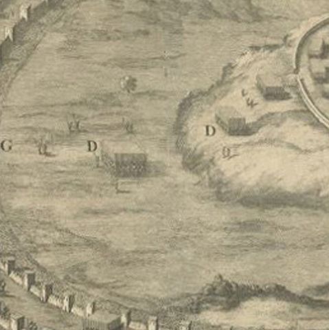 Antique Roman Battle Print of Comius's Camp by Duncan, c.1753, close-up 2