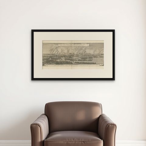 1658 Siege of Copenhagen by Swedish Forces: A Panoramic Perspective, shown framed on a wall