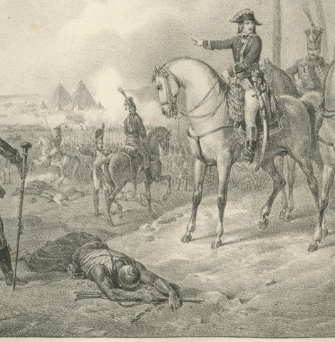 Battle of the Pyramids, Napoleon in Egypt, Antique Madou Lithograph, 1827, close-up 3