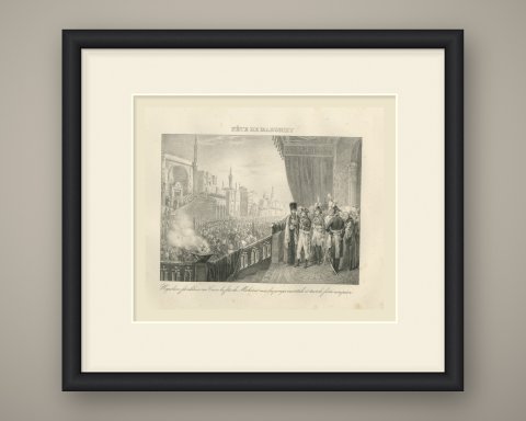 Festival of the Prophet's Birthday, Cairo, Antique Madou Lithograph, 1827, shown framed