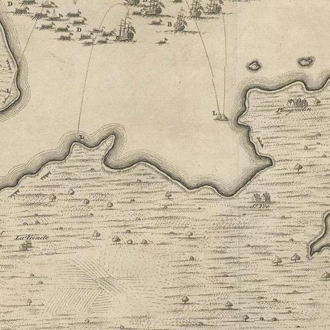 Antique Print of the Battle of Camaret in the Nine Years War, Near Brest, France, close-up 4