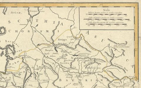 Antique Map of Alexander the Great's Empire & Campaigns, de Vaugondy, 1753, close-up 2