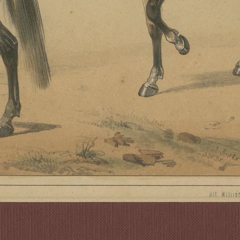 Spanish Cavalry Lithograph by José Villegas: Historic Officers, 1861, close-up 5