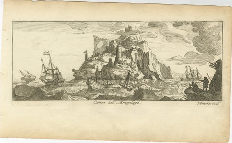 Fortified Island in the Aegean Archipelago with Ships at Sea, circa 1680, view 2