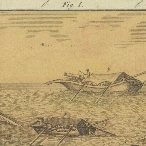 French Floating Batteries Bombarding Gibraltar During the Great Siege, 1782, close-up 3