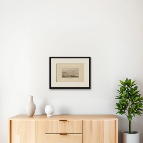 Antique Print of the Siege of Toulon 'circa 1860', shown framed on a wall