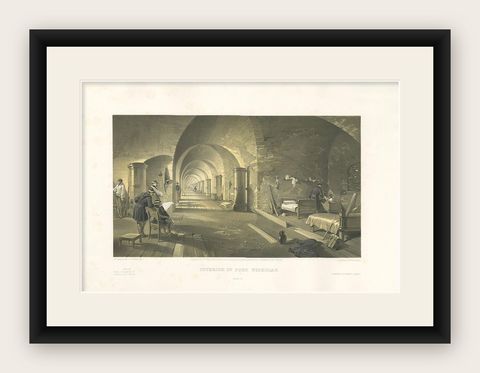 Antique Print of Fort Nicholas 'Crimean War' by W. Simpson, 1855, shown framed