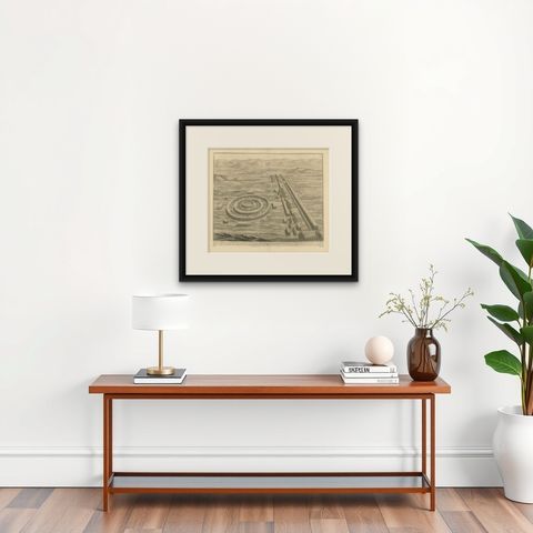 Antique Roman Battle Print of Caesar's Army by Duncan, c.1753, shown framed on a wall