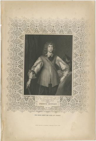 Antique Portrait Prince Rupert, English Civil War Commander, c.1850, view 2