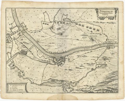 Antique Map of The Siege of Gennep, the Netherlands, c.1650, view 2