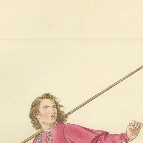 Antique Print of an Infantry Soldier, Italy, 15th Century, by Bonnard, 1860, close-up 1