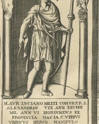 Roman Soldiers on Engraved Gems and Inscribed Tombstones, Montfaucon, 1722, close-up 1