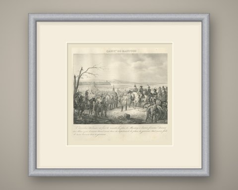The Capitulation of Mantua, Marshal Wurmser, Antique Madou Lithograph, 1827, shown framed