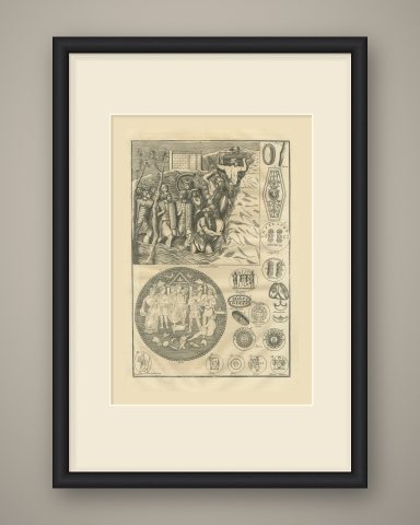 Roman Shields, Ancilia and Military Coins with Trajan's Column Relief, 1722, shown framed