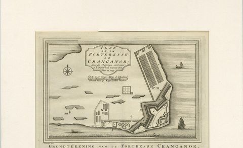 Antique Print of the Fortress Cranganor near Kodungallur in India, 1757, view 3