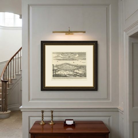Prince Henry's Naval and Land Battle during the Seven Years' War Engraved, 1667, shown framed on a wall