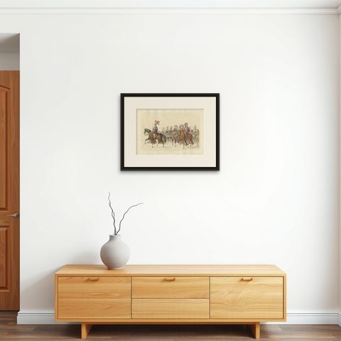 Swiss Cavalry Escort in Grand Parade, Bern’s Entry into the Confederation, 1855, shown framed on a wall