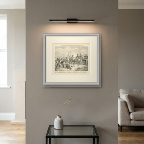Pardon for the Rebels of Cairo, Egypt, Antique Madou Lithograph, 1827, shown framed on a wall