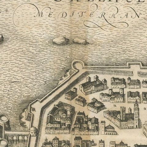 Gallipoli Fortifications: A 1688 Engraved Bird’s-Eye Map by Mattheus Merian, close-up 3
