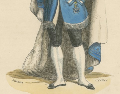 Grand Cross of the Order of Charles III, Costume Plate, Wood Engraving, 1844, close-up 2