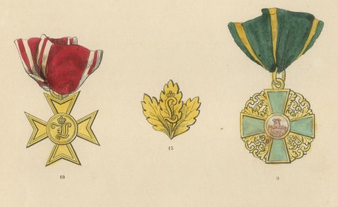 Orders of Baden, Zähringer Lion and Medals, Plate VIII, Wood Engraving, 1844, close-up 2
