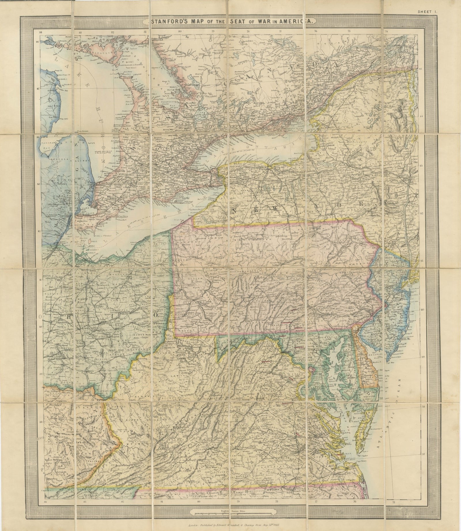 American Civil War “Seat of War” Map, Published Just After Bull Run, 1861