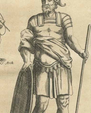 Roman Legionaries, Helmets and Gems from Trajan's Column, Montfaucon, 1722, close-up 2