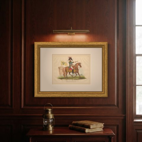 Tsar Alexander I with Telescope Before a Double Eagle Flag, 1815, shown framed on a wall