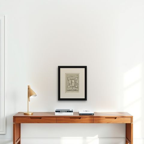 Antique Print of Fort Geldria or Fort Geldaria, located in Pulicat, Tamil Nadu, shown framed on a wall