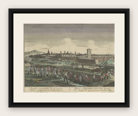 Optical View Depicting the Siege of Barcelona, Spain, ca.1765, shown framed