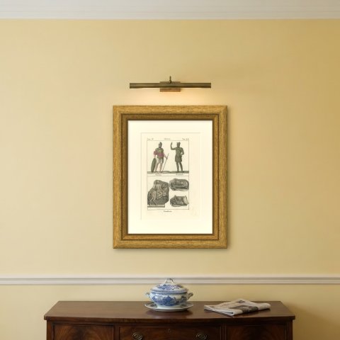 Roman Soldier, General and Cavalry Reliefs, Hand Colored Lithograph, 1842, shown framed on a wall